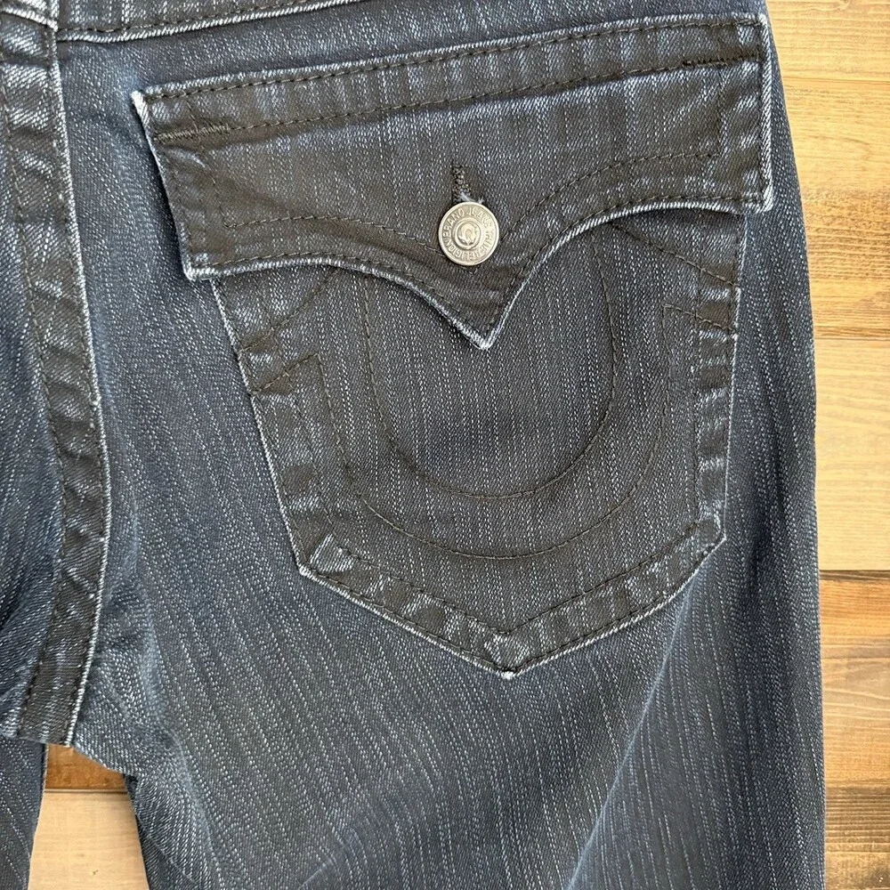 True Religion Ricky World Tour Men’s 32 Fit 31 Dark Wash Flap Pocket USA Raw Hem